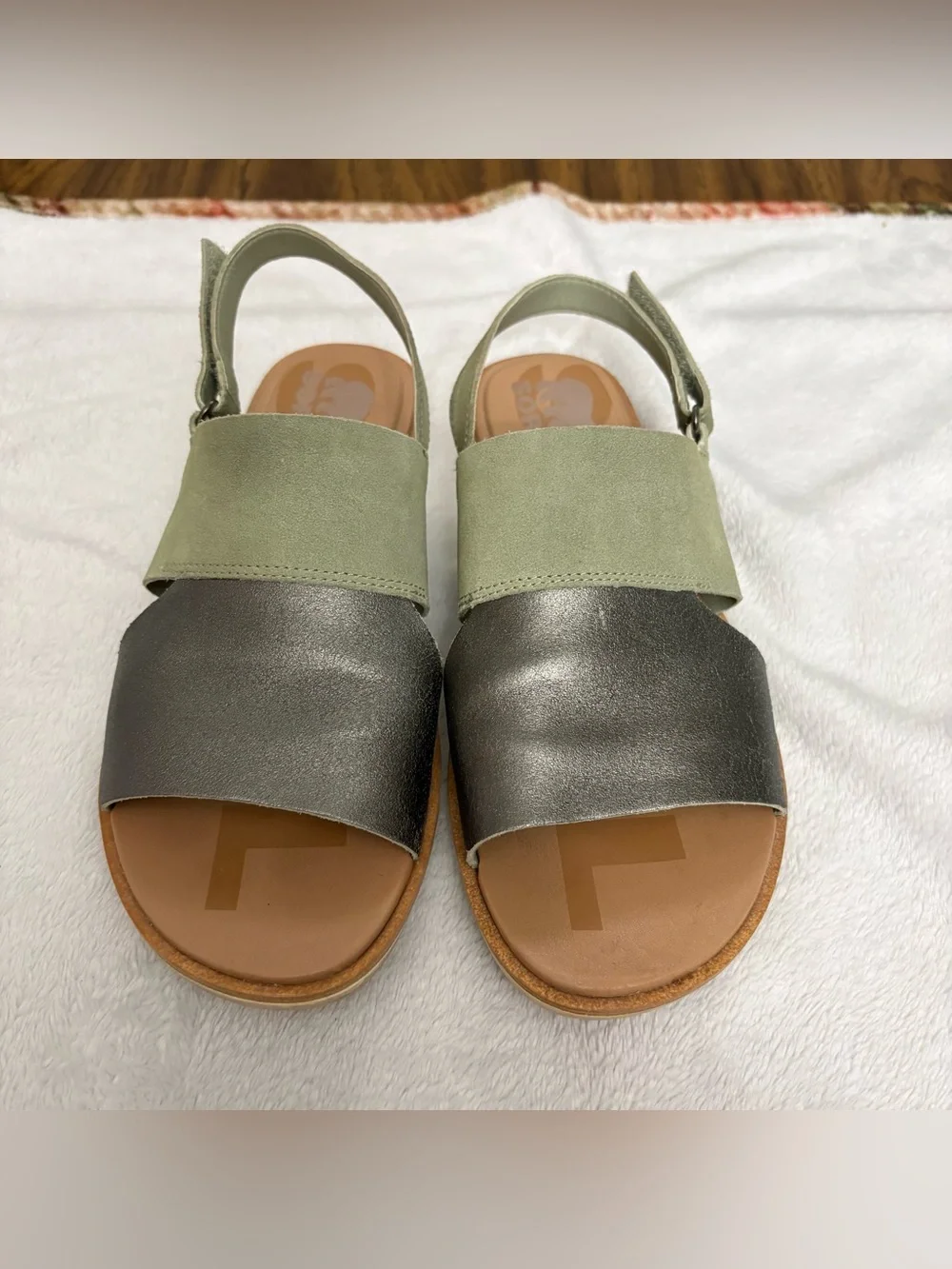 Sorel Ella II Slingback Sandals Safari/ Shade Genuine Leather Open Toe SIZE 9